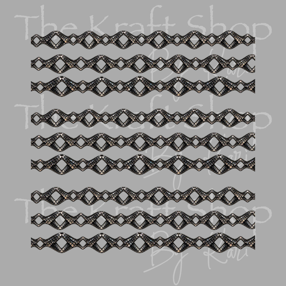 UV DTF Sticker print Snake Skin Diamond Borders mixed media bundle of band decals Element sheet 10x10 decal #2050
