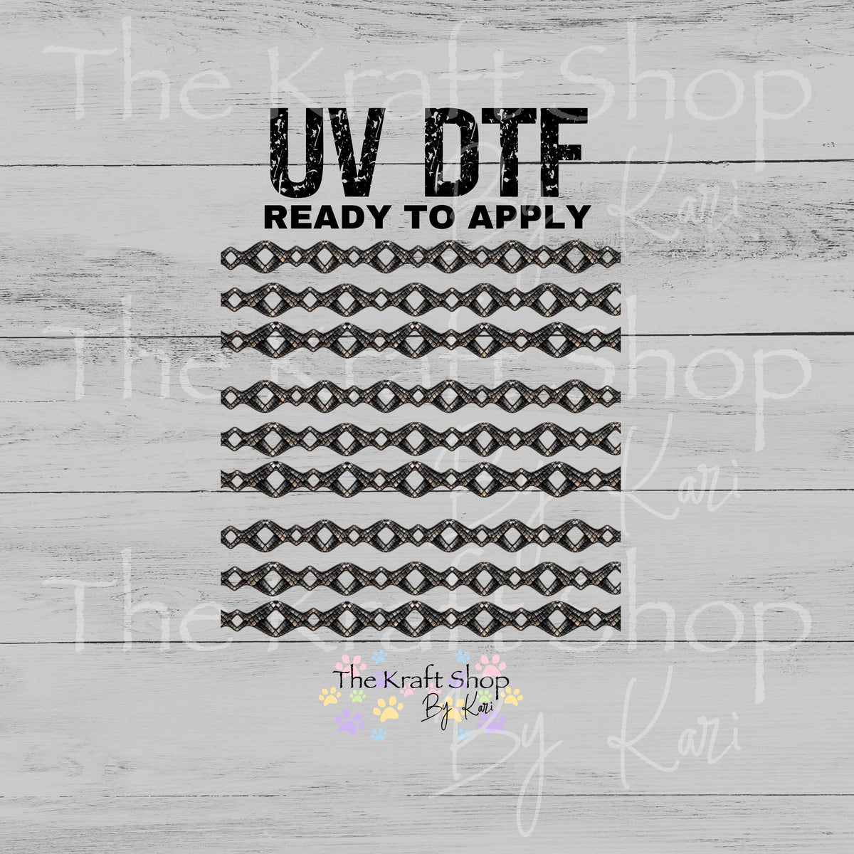 UV DTF Sticker print Snake Skin Diamond Borders mixed media bundle of band decals Element sheet 10x10 decal #2050