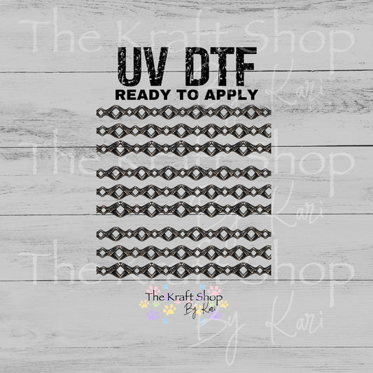 UV DTF Sticker print Snake Skin Diamond Borders mixed media bundle of band decals Element sheet 10x10 decal #2050