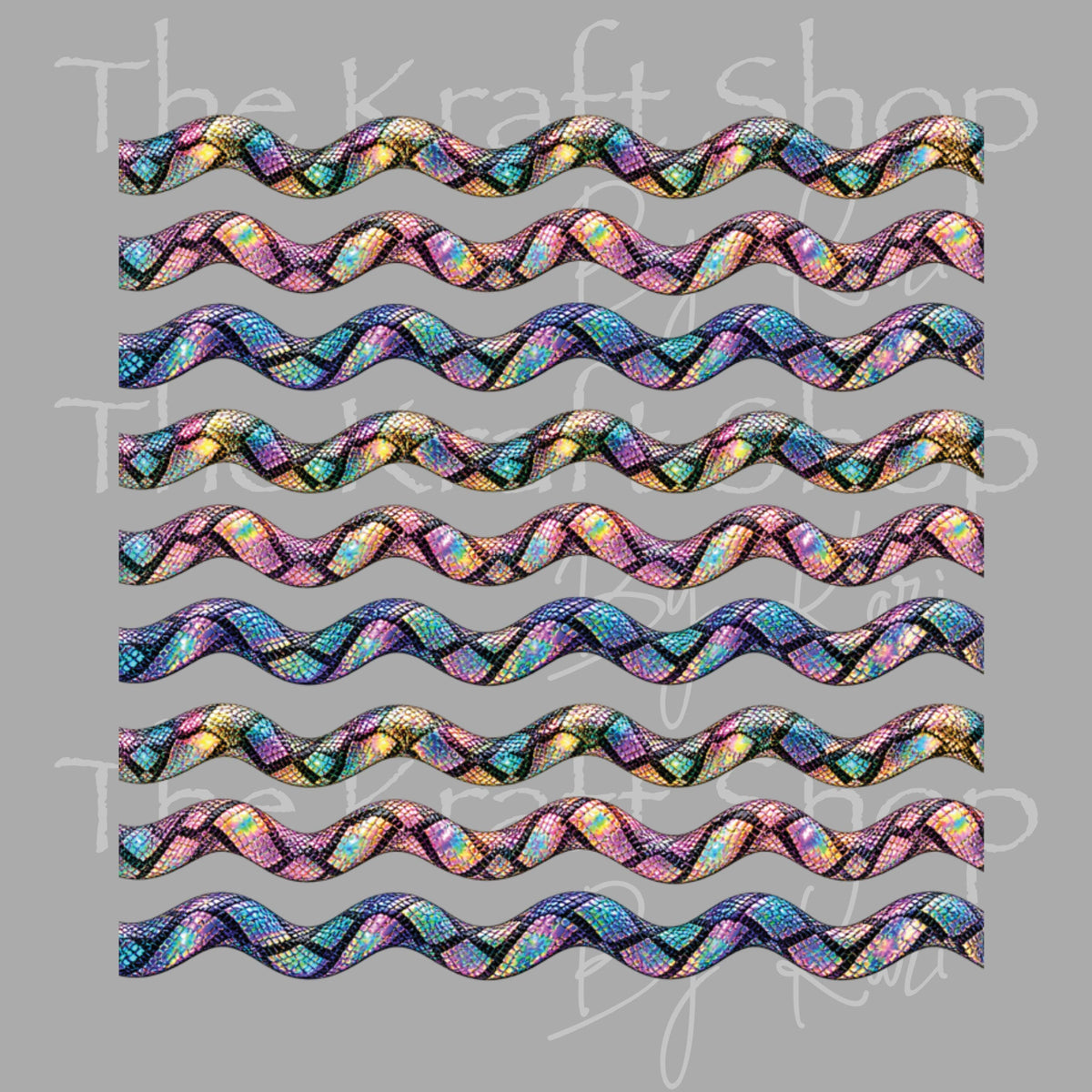UV DTF Sticker print Snake Skin Wave Borders mixed media bundle of band decals Element sheet 10x10 decal #2051