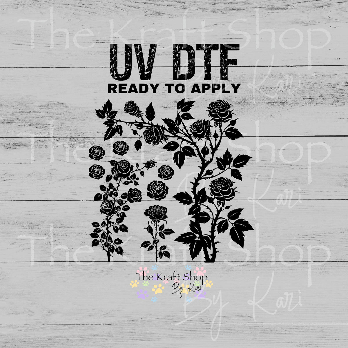 UV DTF Sticker Thorn Roses Element sheet 8x8 decal, permanent sticker. #2054
