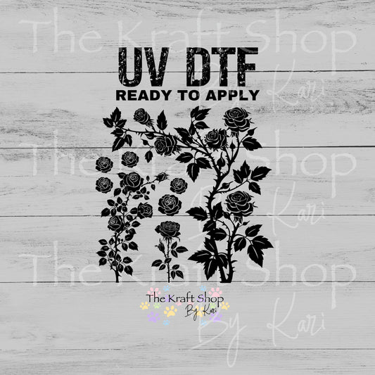 UV DTF Sticker Thorn Roses Element sheet 8x8 decal, permanent sticker. #2054