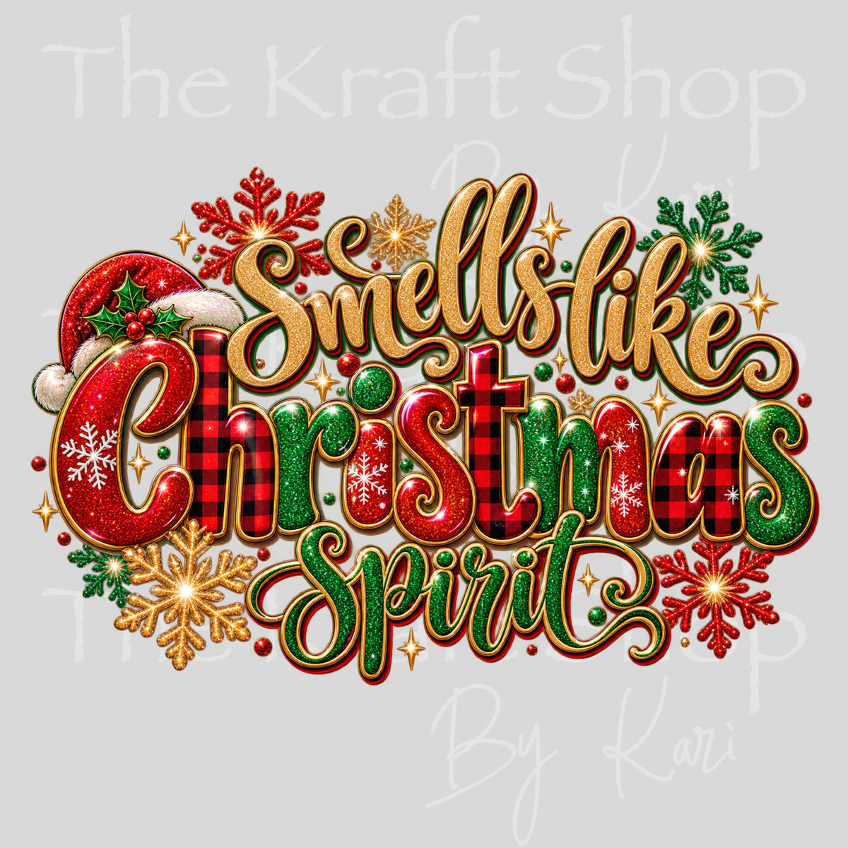 UV DTF Sticker print. Smells like Christmas spirit decal, tumbler decal. #7834