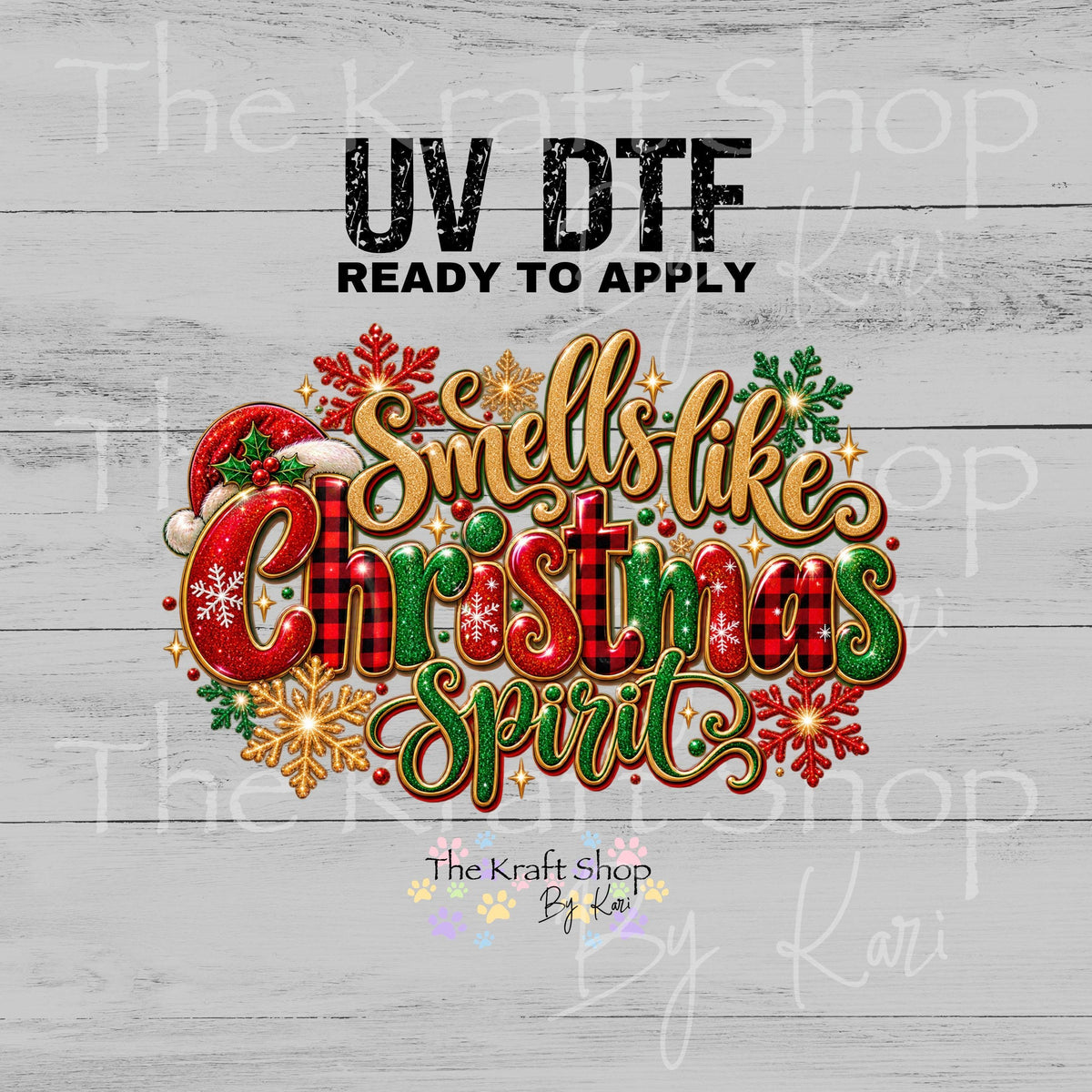 UV DTF Sticker print. Smells like Christmas spirit decal, tumbler decal. #7834