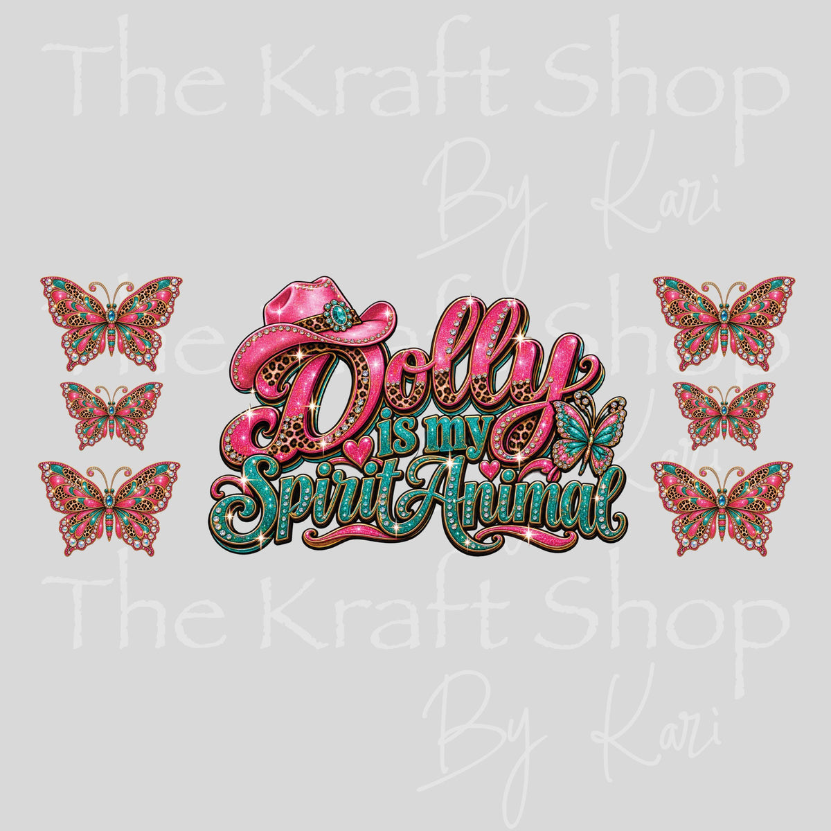 UV DTF Sticker print. Butterflies Dolly is my spirit animal decal, tumbler decal. #4830
