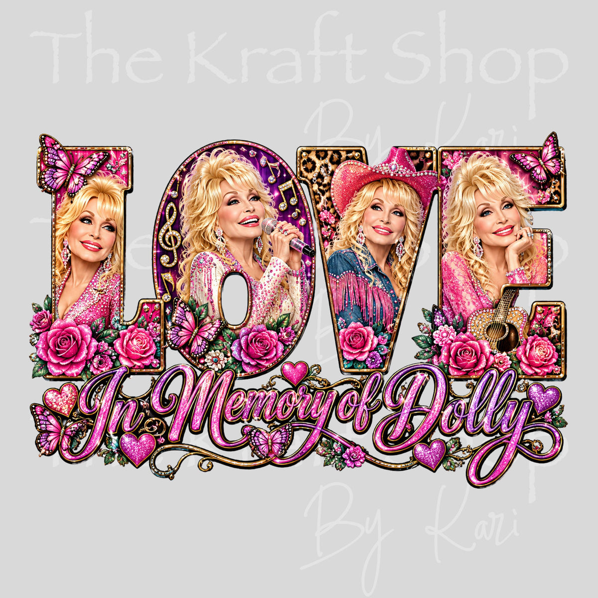 UV DTF Sticker print. Love Dolly In memory of decal, tumbler decal. #4831