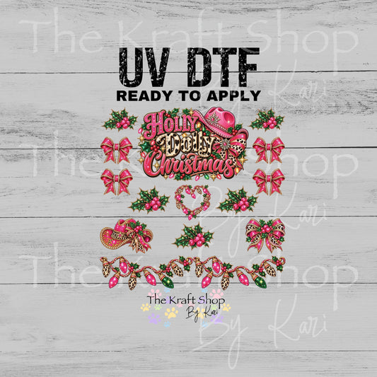 UV DTF Holly Dolly Christmas Element sheet 8x8 decal, tumbler decal, permanent sticker. #7839