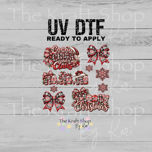 UV DTF Cocoa, Cows, Claus Elements mixed media bundle of decals sheet 8x8 decal #6033
