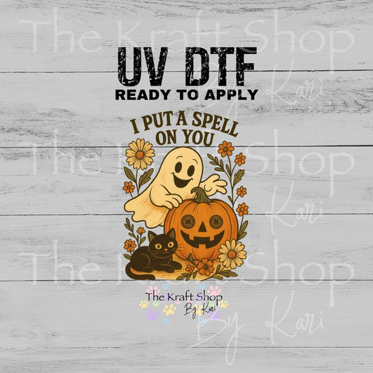 UV DTF Sticker print Spell on you ghost and black cat Halloween sticker decal #6051