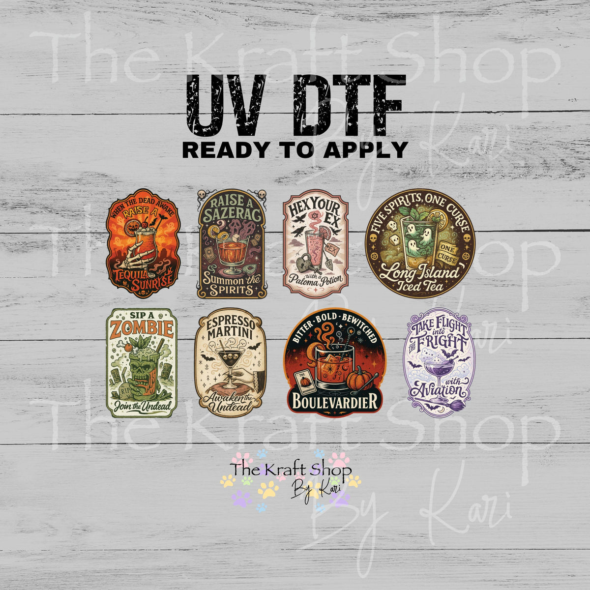 UV DTF Sticker print. Spooky Halloween labels 8pk 2.5 High bundle decal, tumbler decal, permanent sticker. #6054