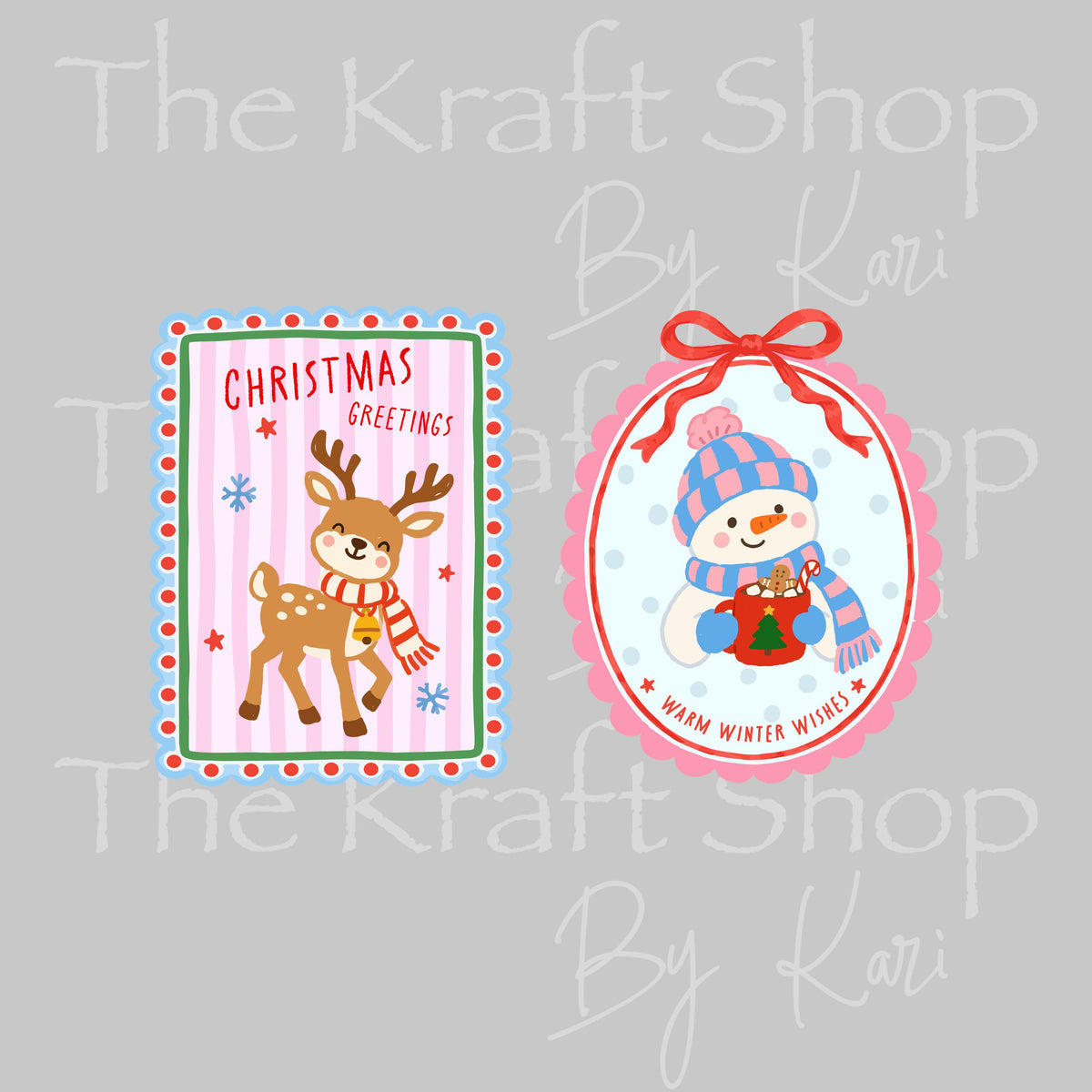 UV DTF Christmas Stamp 2pk decal, tumbler decal, permanent sticker. #6056