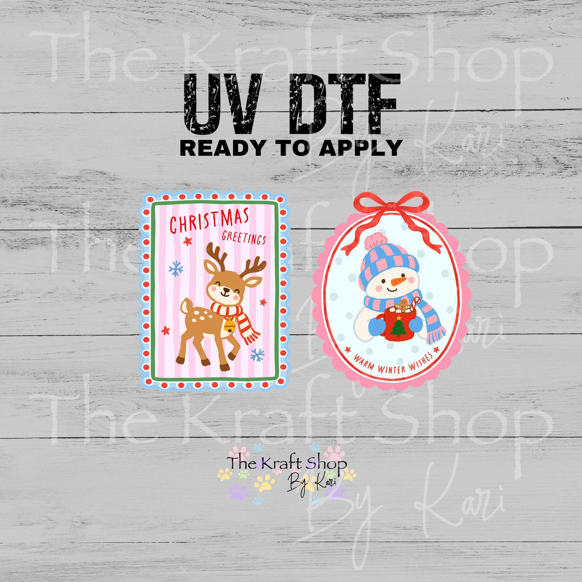 UV DTF Christmas Stamp 2pk decal, tumbler decal, permanent sticker. #6056