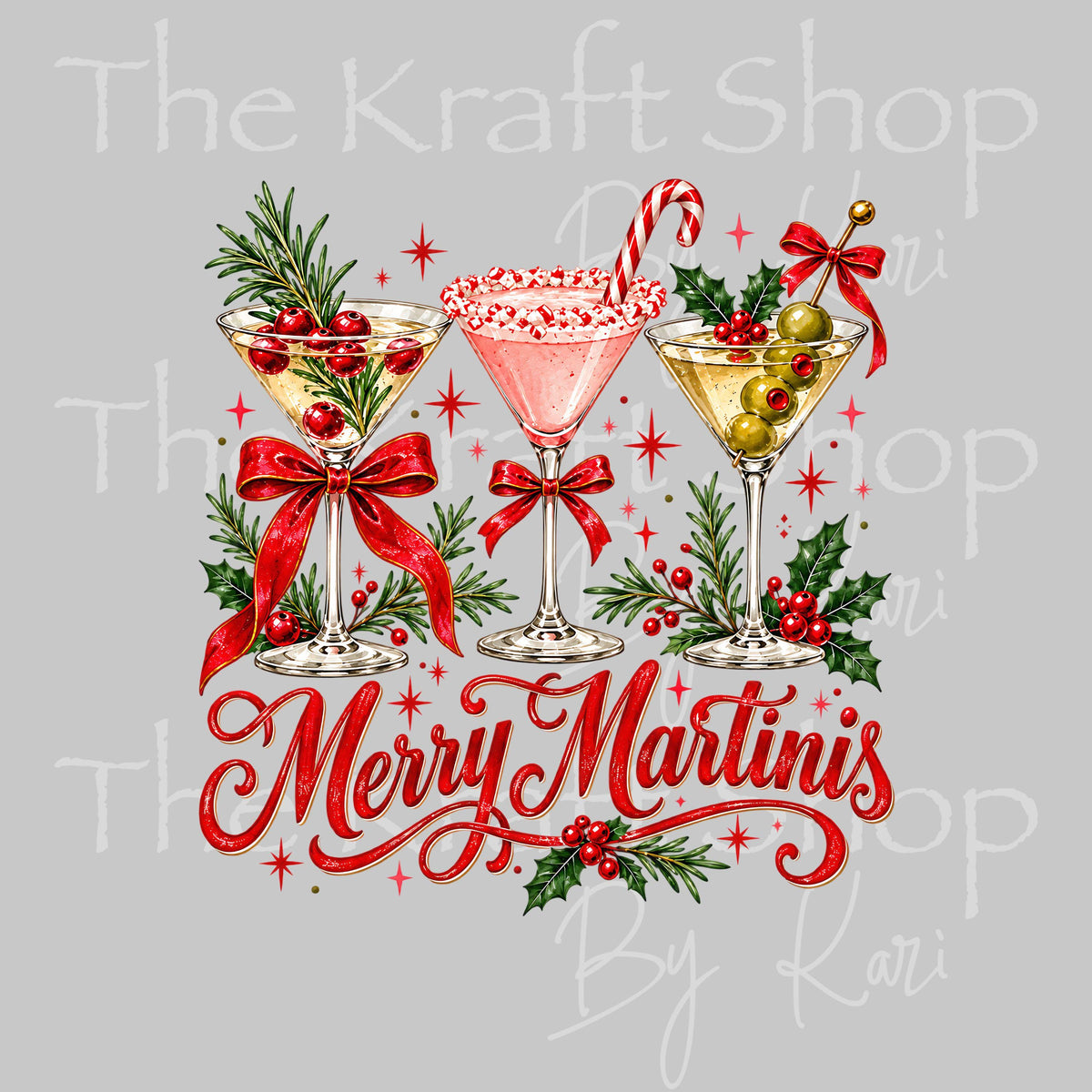UV DTF Merry Martinis decal, tumbler decal, permanent sticker. #6065
