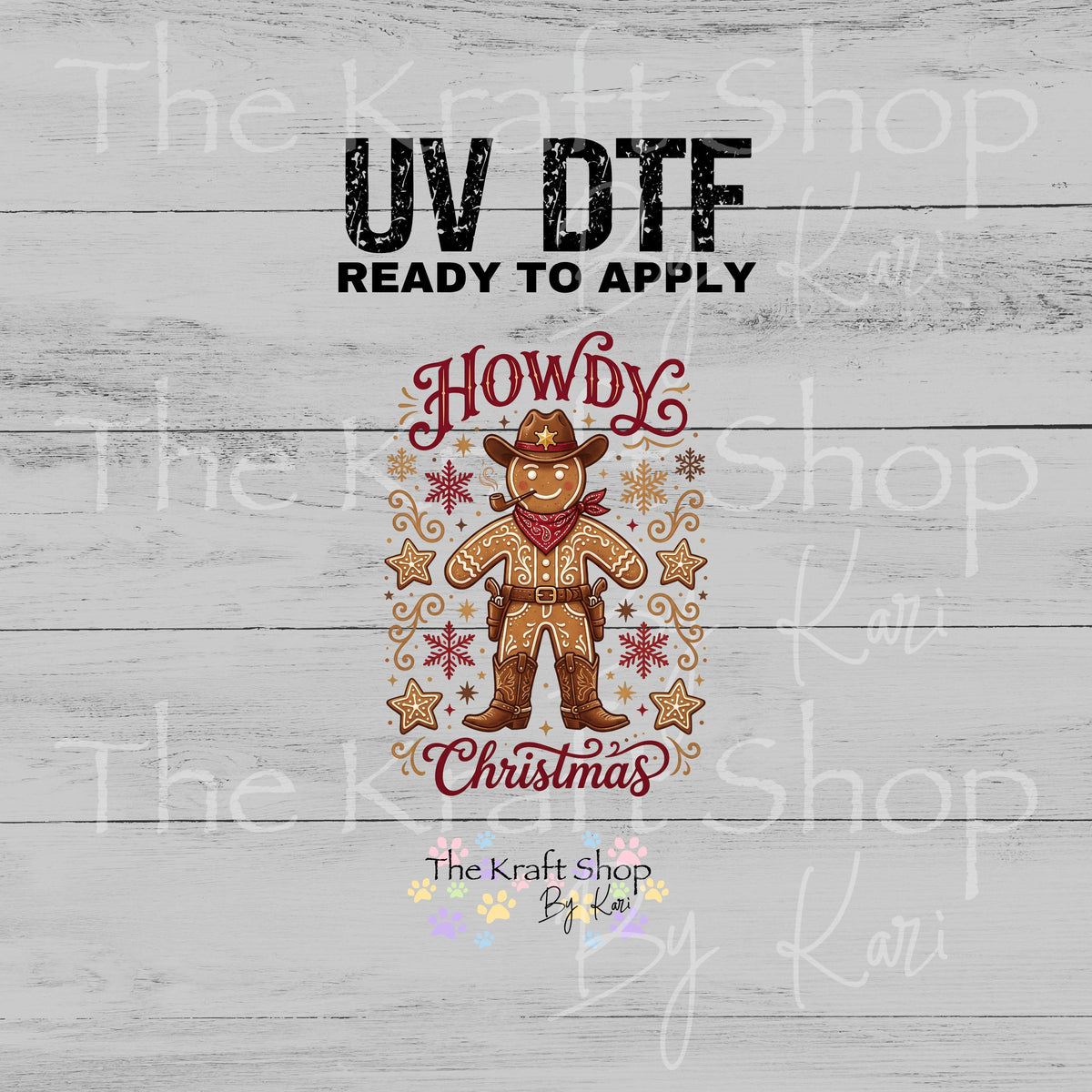 UV DTF Howdy Christmas Gingerbread decal, tumbler decal, permanent sticker. #6066