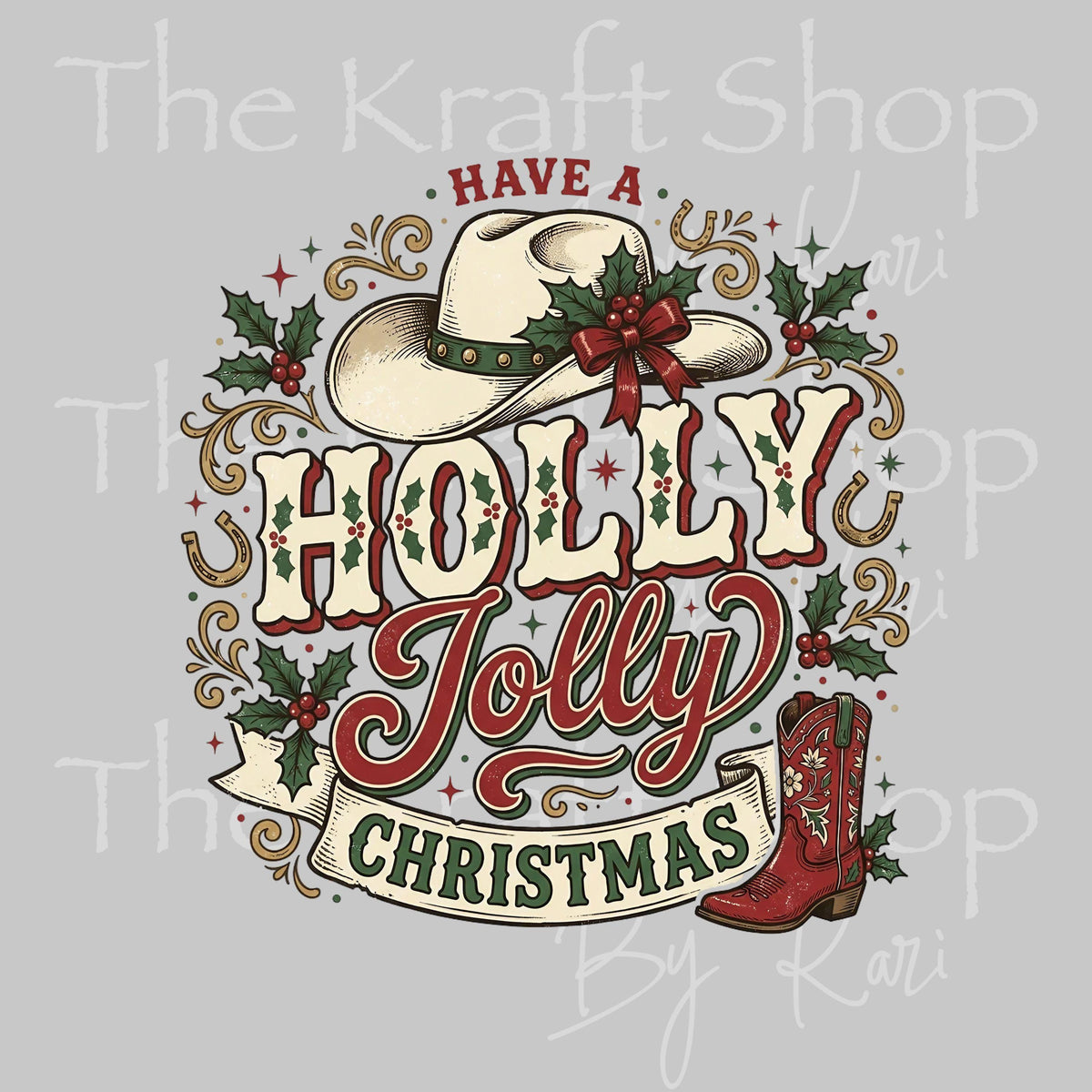 UV DTF Holly Jolly Christmas decal, tumbler decal, permanent sticker. #6070