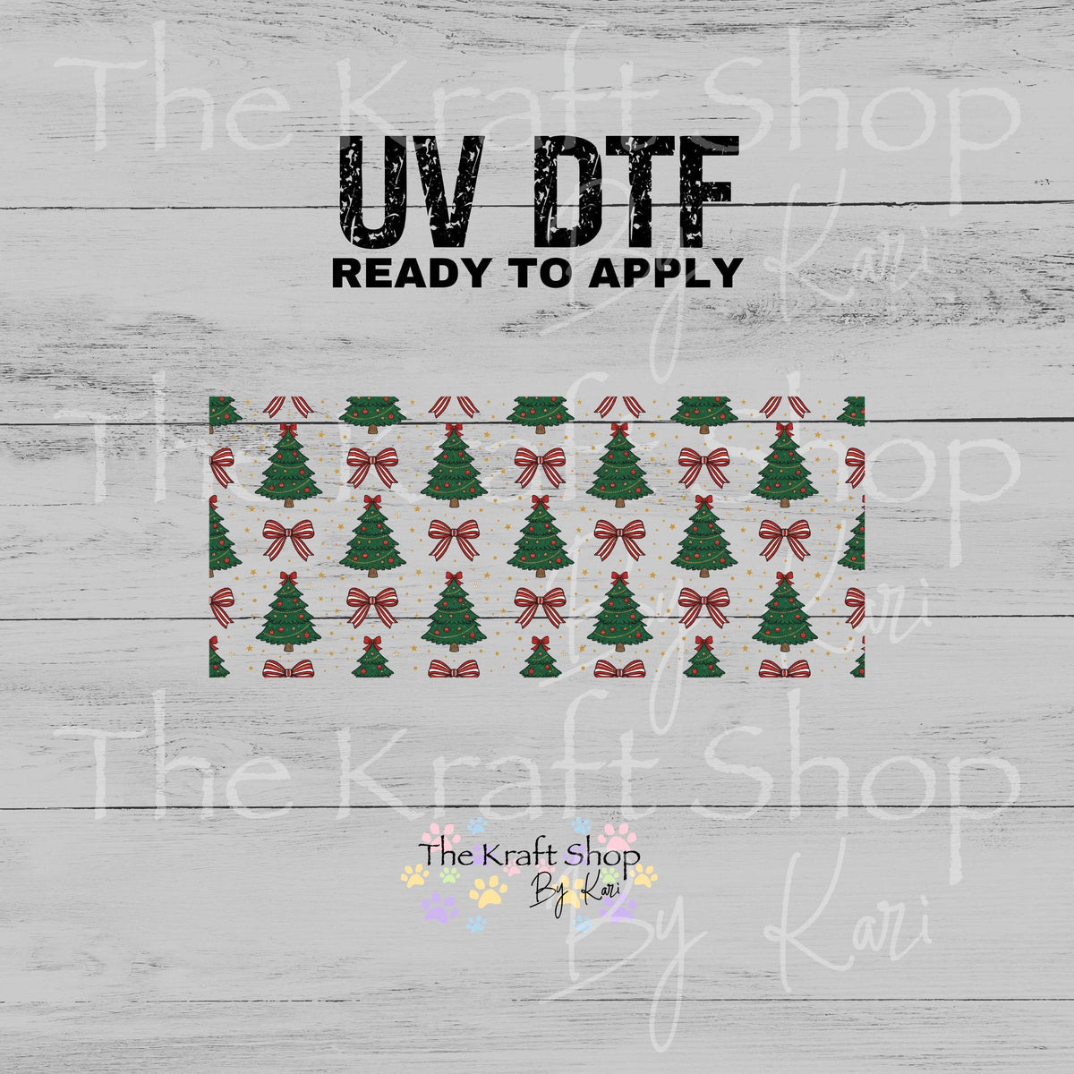 UV DTF Ribbon Tree Wrap decal, tumbler decal, permanent sticker. UV wrap for glass can tumbler. #6071