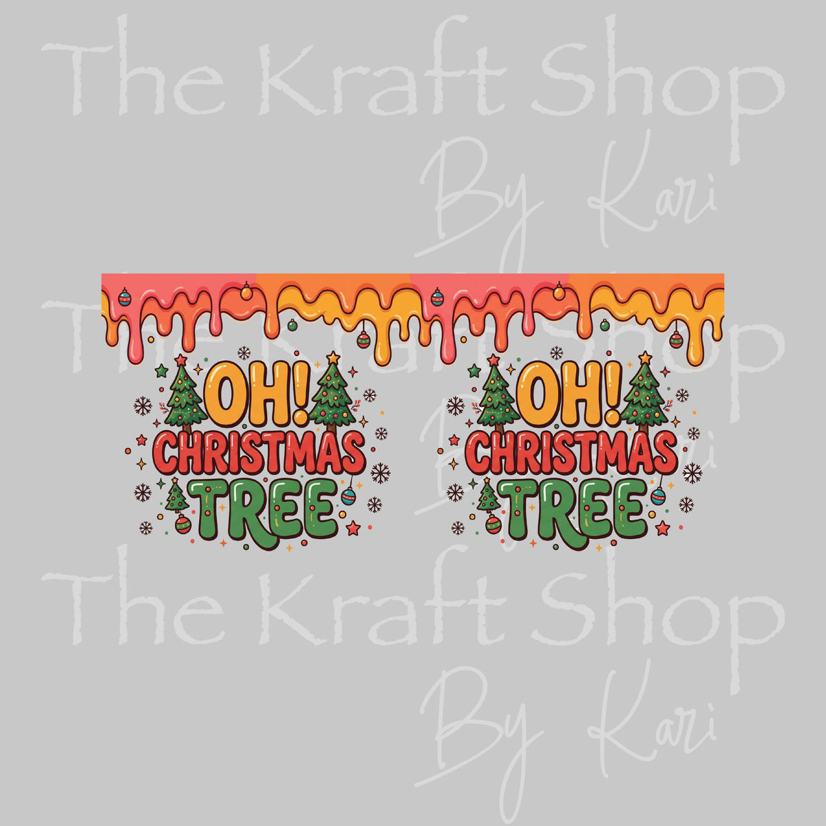 UV DTF Oh Christmas Tree Wrap decal, tumbler decal, permanent sticker. UV wrap for glass can tumbler. #6072