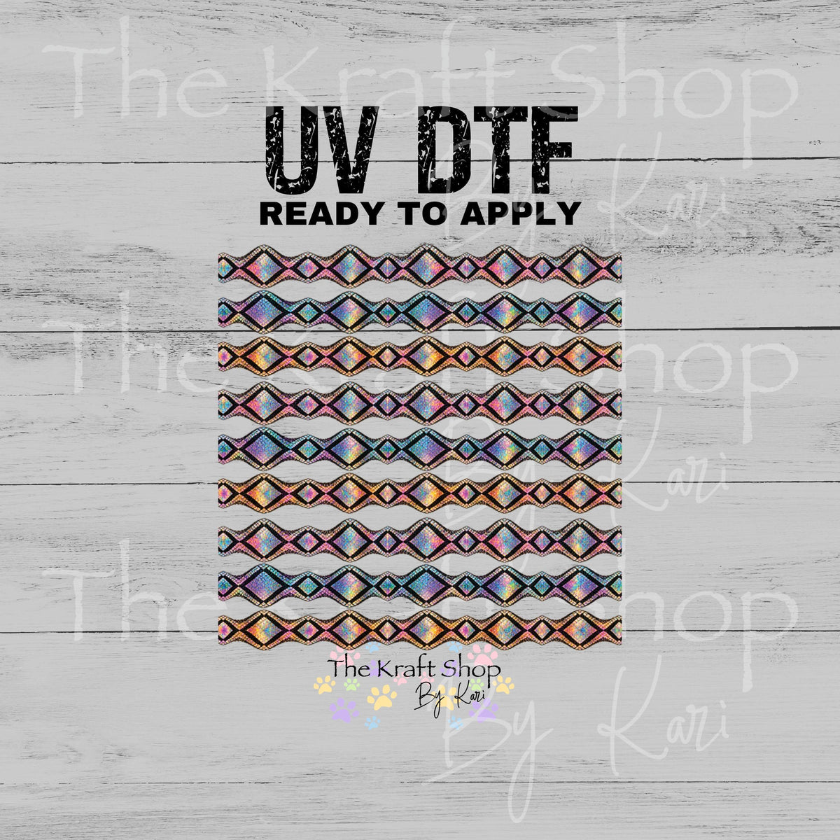 UV DTF Sticker print Diamond Snake Skin Borders mixed media bundle of band decals Element sheet 10x10 decal #2046