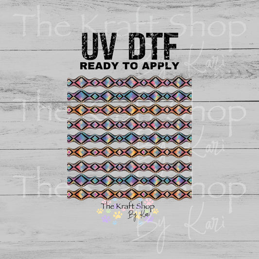UV DTF Sticker print Diamond Snake Skin Borders mixed media bundle of band decals Element sheet 10x10 decal #2046