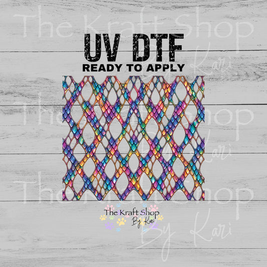 UV DTF Sticker print Rainbow Snake Skin Dragon Scale Lattice mixed media bundle of band decals Element sheet decal #2048