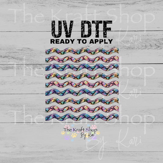 UV DTF Sticker print Snake Skin Wave Borders mixed media bundle of band decals Element sheet 10x10 decal #2051