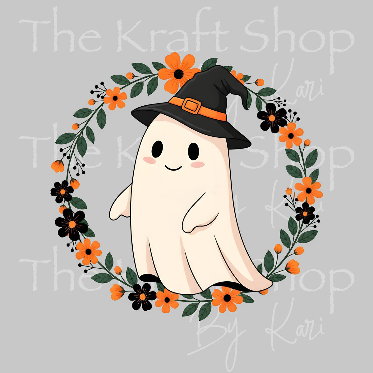 UV DTF Sticker print. Ghost Wreath decal, tumbler decal, permanent sticker. #6040