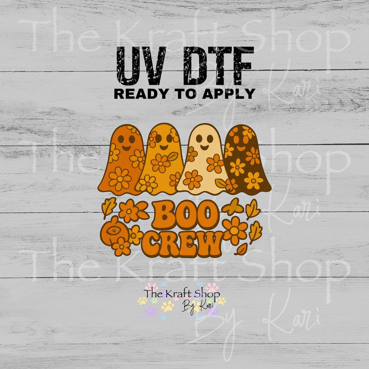 UV DTF Sticker print. Groovy Boo Crew decal, tumbler decal, permanent sticker. #6044