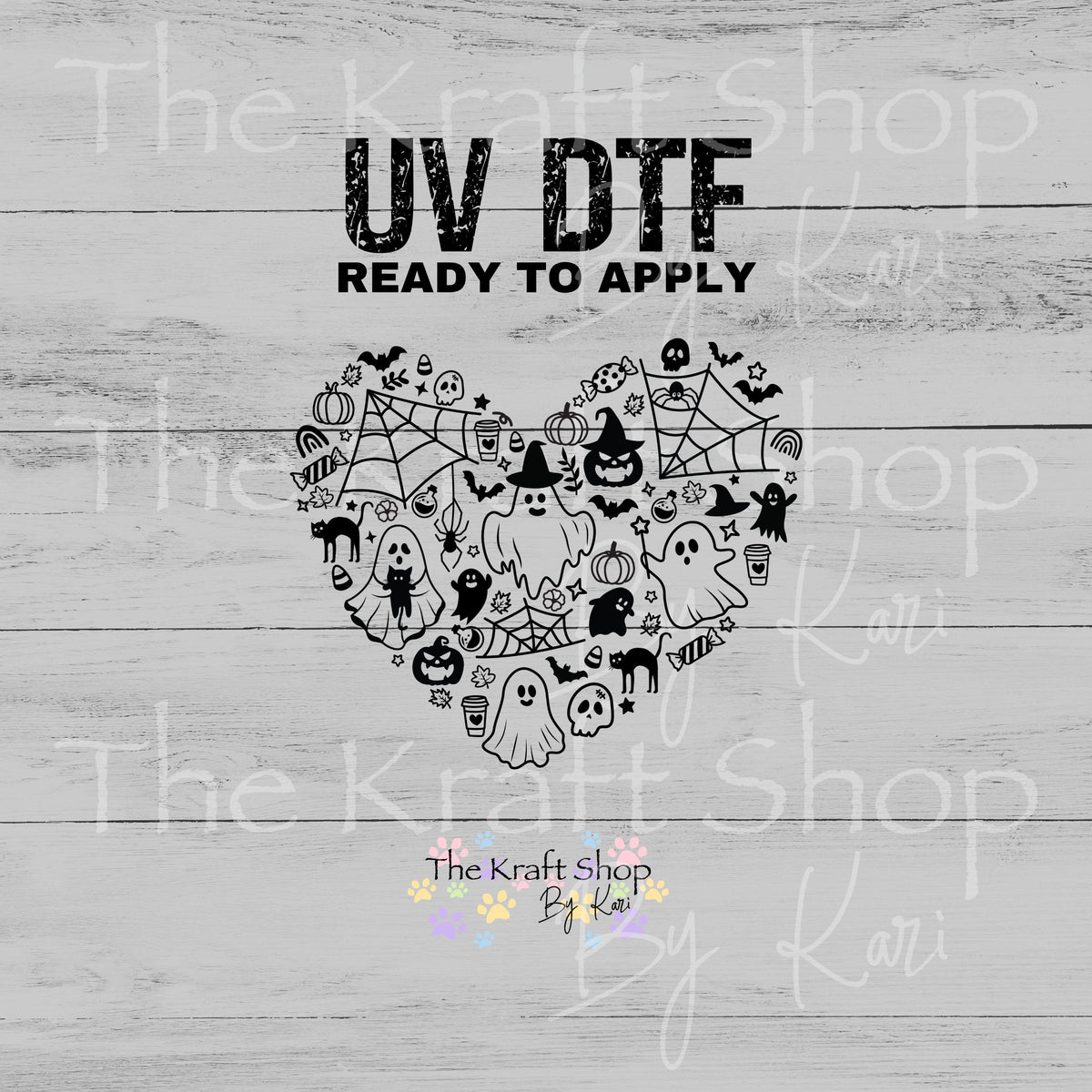 UV DTF Sticker print. Ghost Heart decal, tumbler decal, permanent sticker. #6046