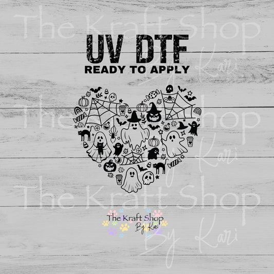 UV DTF Sticker print. Ghost Heart decal, tumbler decal, permanent sticker. #6046