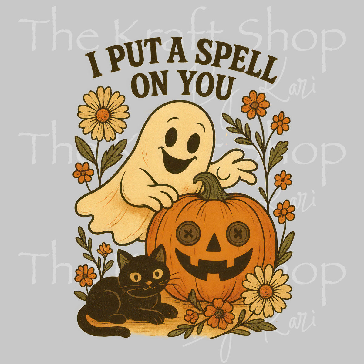 UV DTF Sticker print Spell on you ghost and black cat Halloween sticker decal #6051