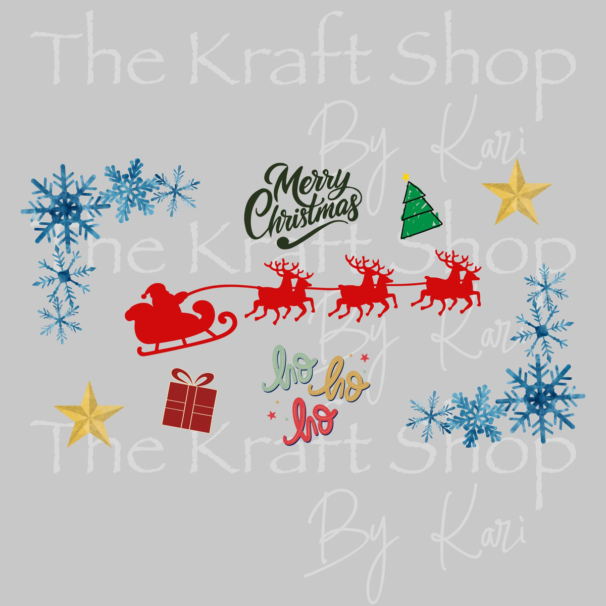 UV DTF sticker print Santa Sleigh Christmas Wrap decal, tumbler decal, permanent sticker. UV wrap for glass can tumbler. #6079