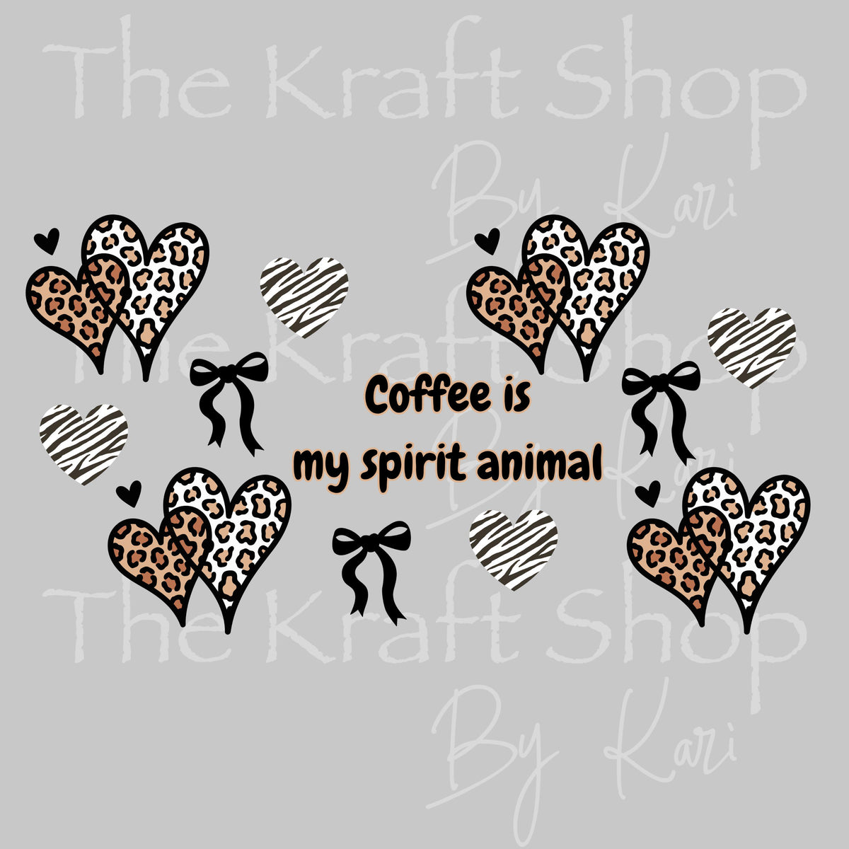 UV DTF sticker print Coffee Is My Spirit Animal zebra cheetah print wrap. Glass can wrap. #5050