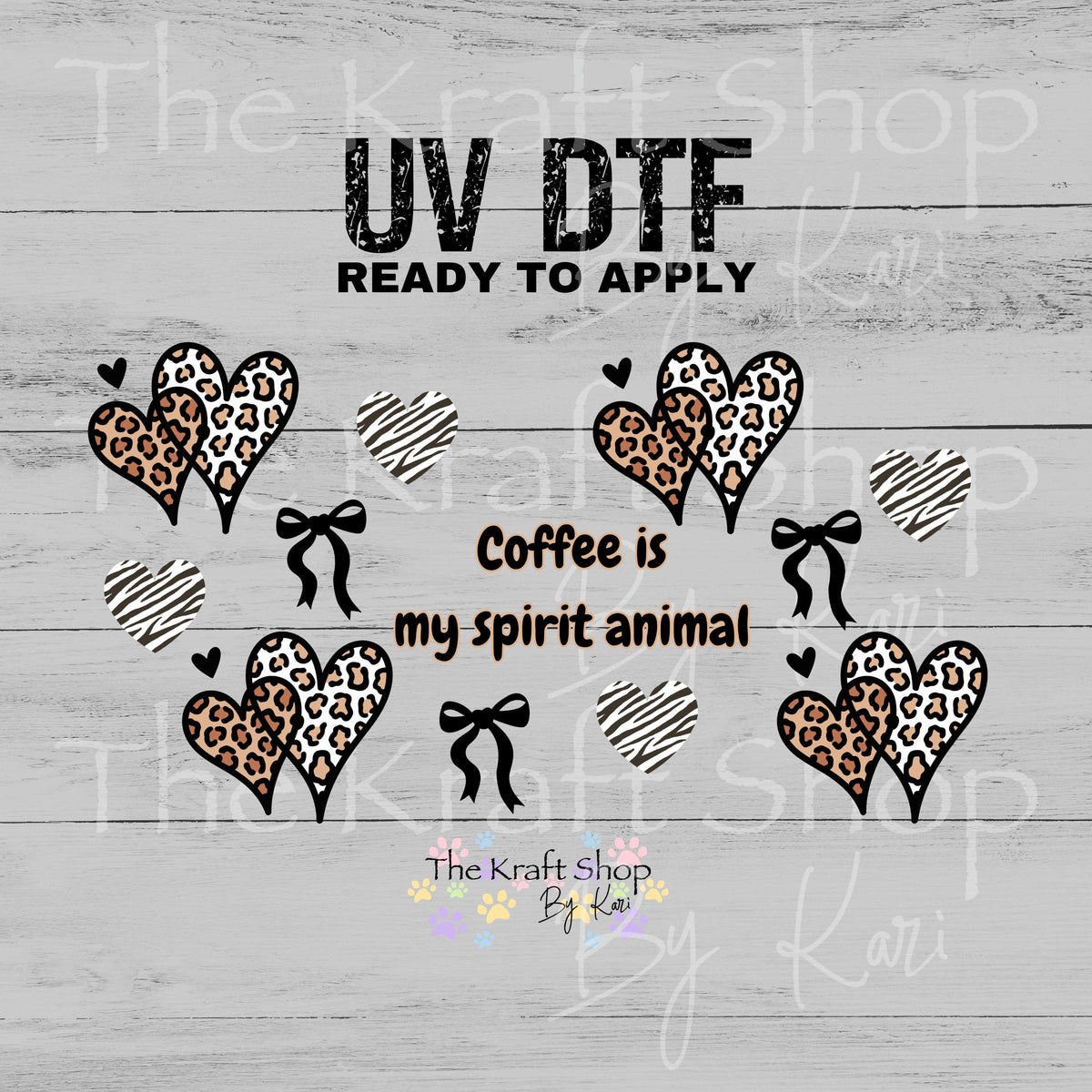 UV DTF sticker print Coffee Is My Spirit Animal zebra cheetah print wrap. Glass can wrap. #5050