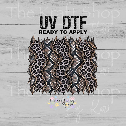 UV DTF Sticker print. Black Grey Leopard Snake Skin tumbler wrap decal, tumbler decal. UV wrap for tumbler. #5305