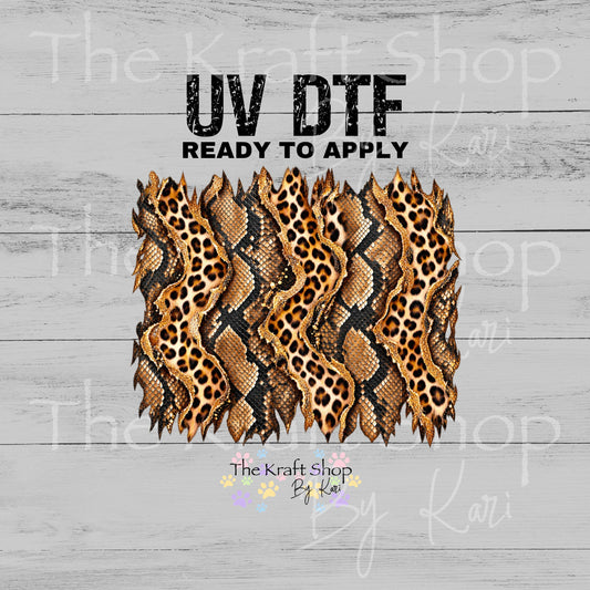 UV DTF Sticker print. Brown Black Leopard Snake Skin tumbler wrap decal, tumbler decal. UV wrap for tumbler. #5306