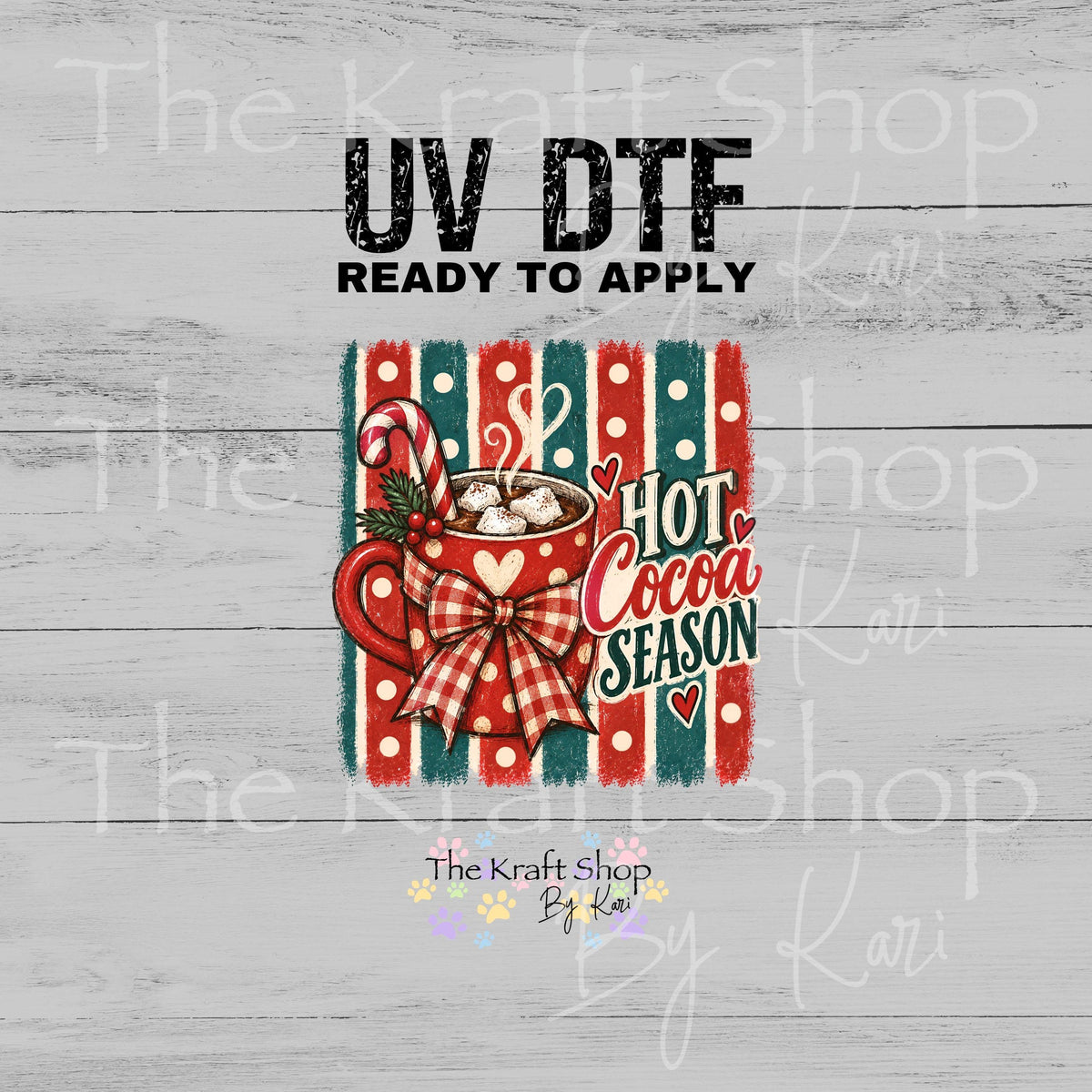 UV DTF Hot Cocoa Season Rustic decal, tumbler decal, permanent sticker. #6057