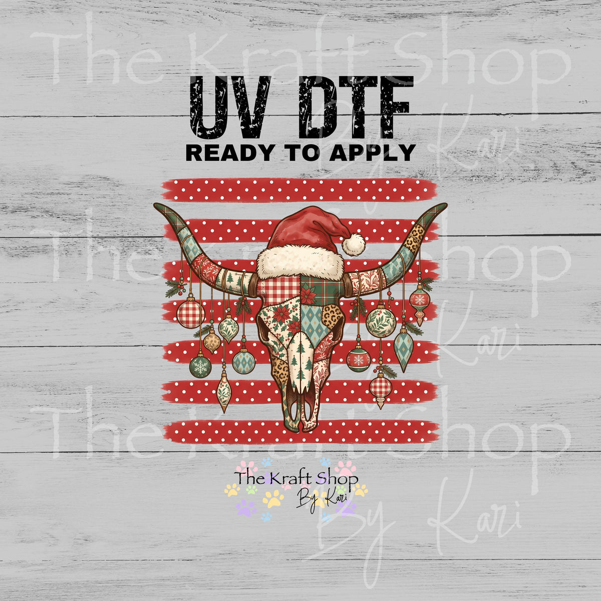 UV DTF Bull Skull Ornament decal, tumbler decal, permanent sticker. #6058