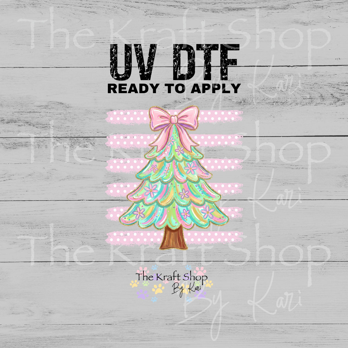 UV DTF Pastel Christmas Tree decal, tumbler decal, permanent sticker. #6061