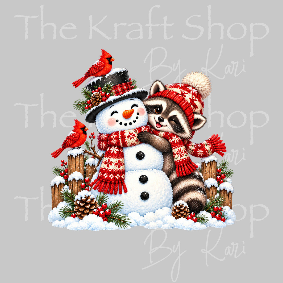 UV DTF Snowman Raccoon decal, tumbler decal, permanent sticker. #6062