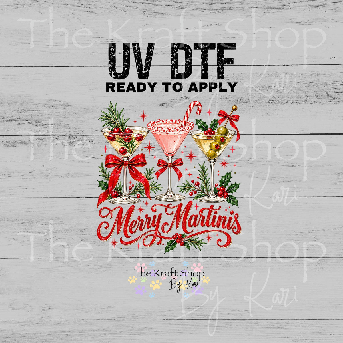 UV DTF Merry Martinis decal, tumbler decal, permanent sticker. #6065