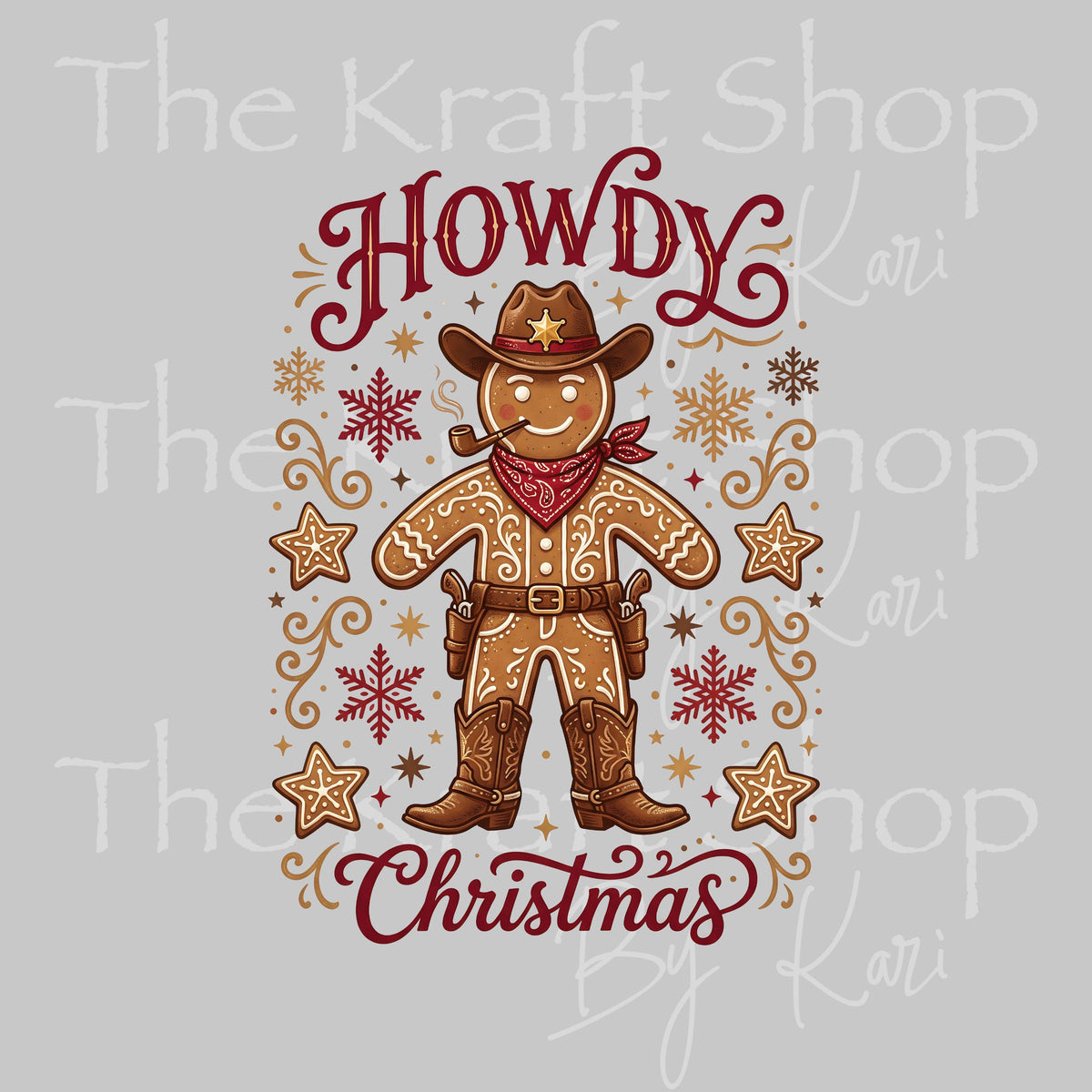 UV DTF Howdy Christmas Gingerbread decal, tumbler decal, permanent sticker. #6066