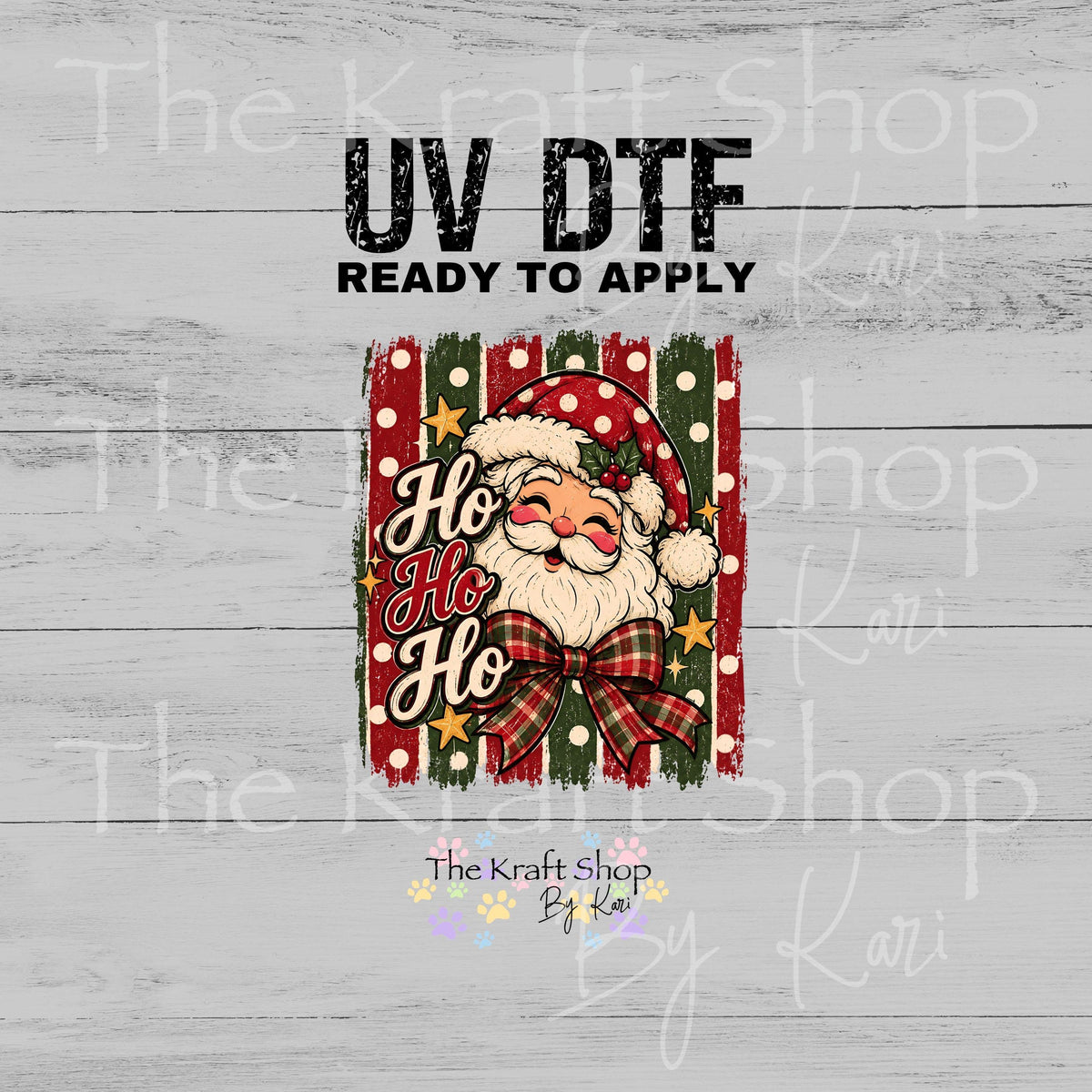 UV DTF Ho Ho Ho Rustic Santa decal, tumbler decal, permanent sticker. #6073