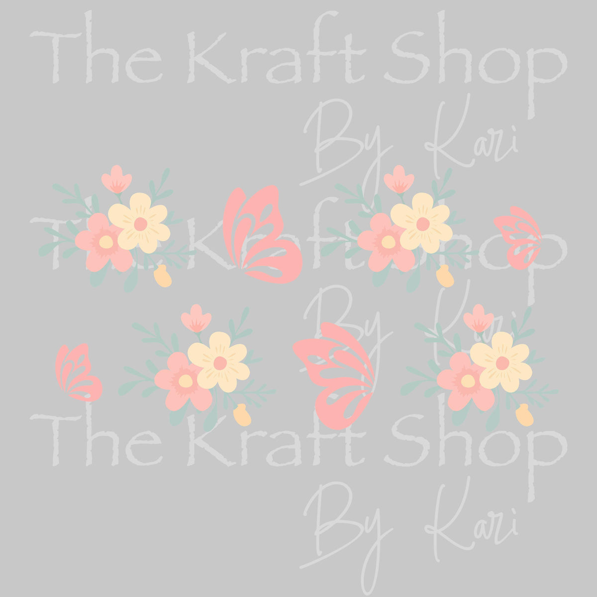 UV DTF sticker print Pastel Yellow Pink Flowers and Butterfly Wrap, tumbler decal, permanent sticker. UV wrap for glass can tumbler. #6083