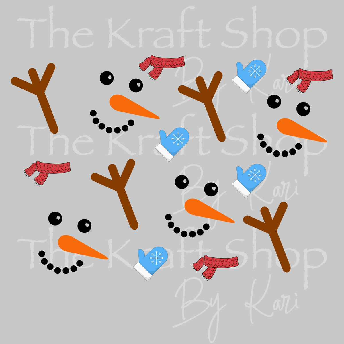 UV DTF Sticker print. Snowman 24 oz tapered wrap or element sheet of decals for acrylic tumblers #5623