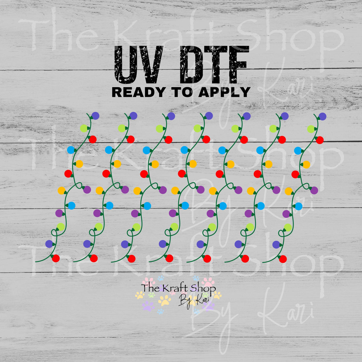 UV DTF Sticker print. Christmas Light Row wrap decal, tumbler decal. UV wrap for glass can tumbler. #6091
