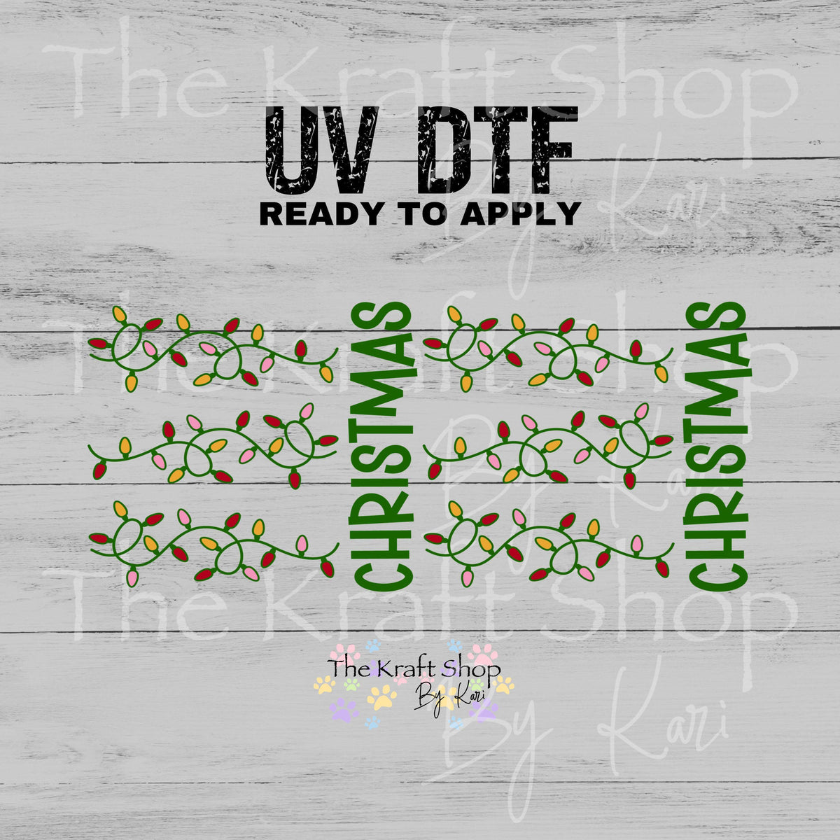 UV DTF Sticker print. Christmas Light wrap decal, tumbler decal. UV wrap for glass can tumbler. #6092
