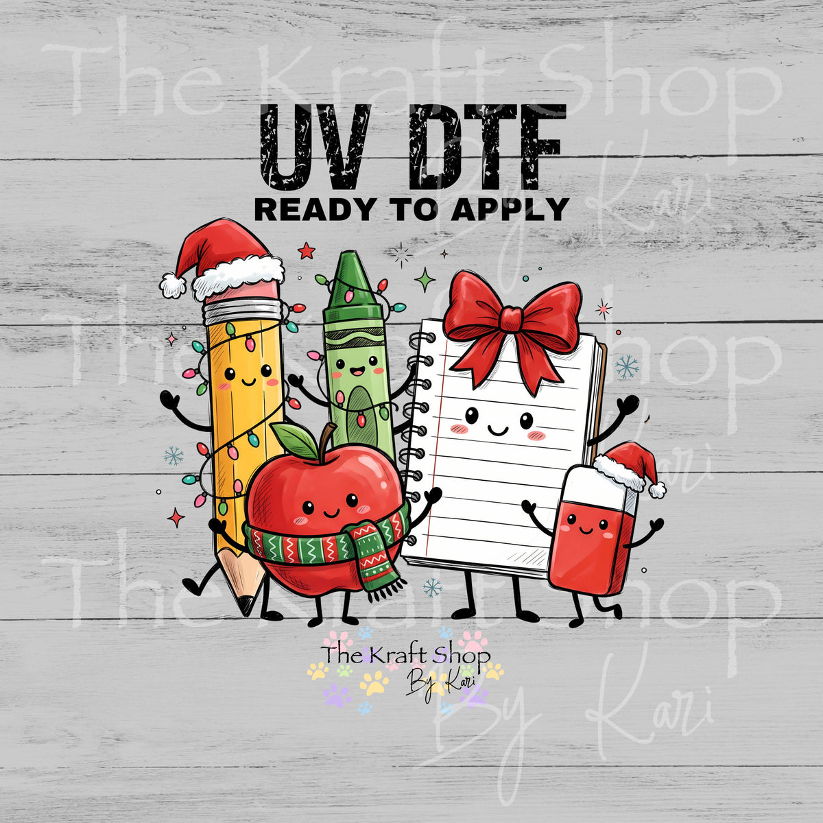 UV DTF Sticker prints. Festive Classroom Supplies Christmas decal, permanent sticker. #6096