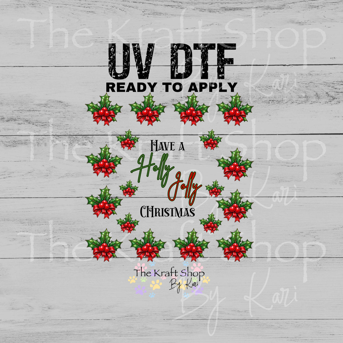 UV DTF Sticker print Have A Holly Jolly Christmas mixed media Element sheet 8x8 decal #6097