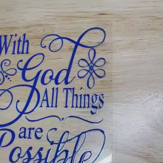 UV DTF Sticker print. With God all things are possible decal, tumbler decal, permanent sticker. Uv wrap for glass can tumbler. #4089